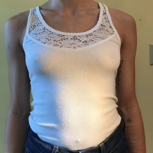 White tank top with lace detail from Hollister